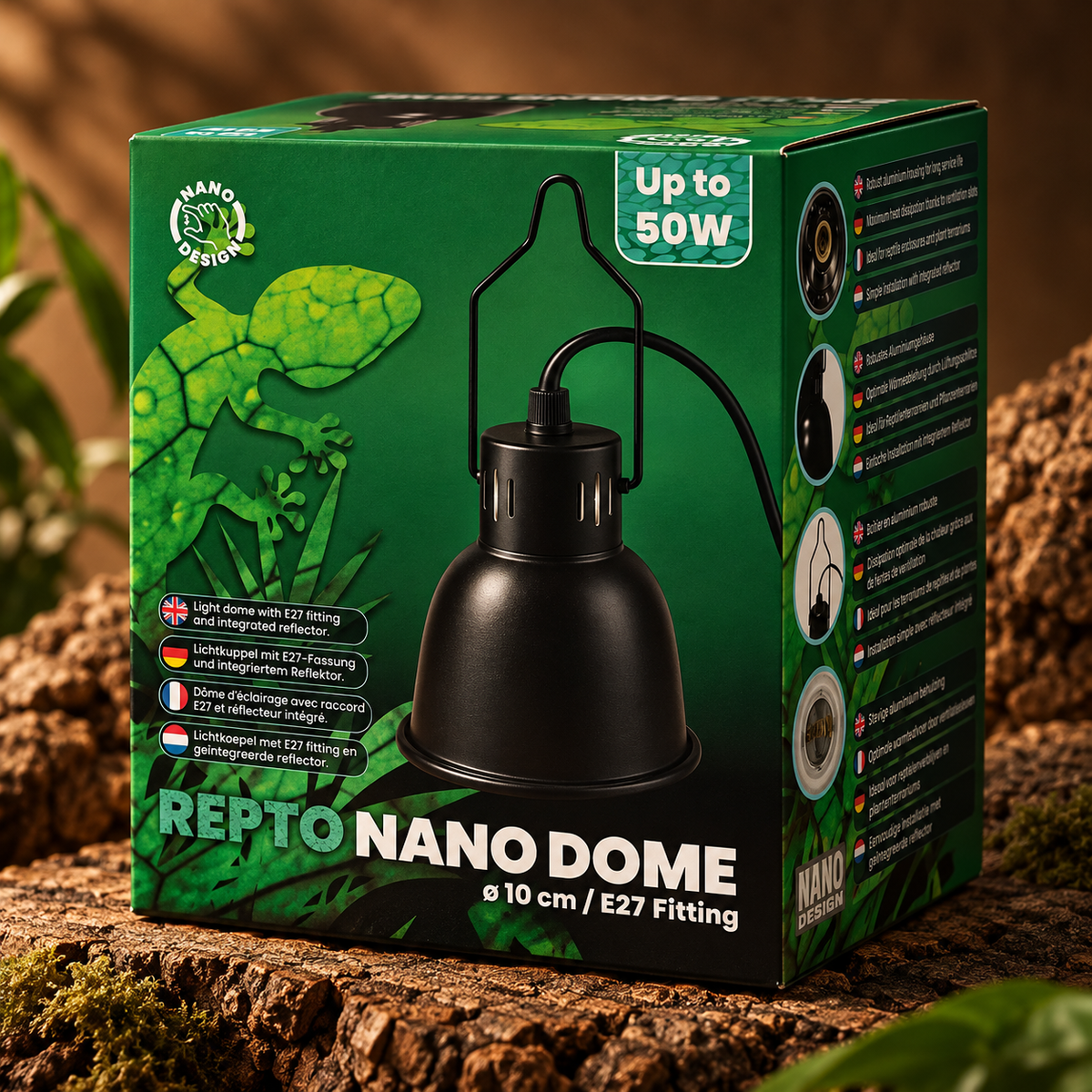 Repto Nano Dome Ø 10 cm – Lampenschirm mit E27-Fassung und Reflektorschirm
