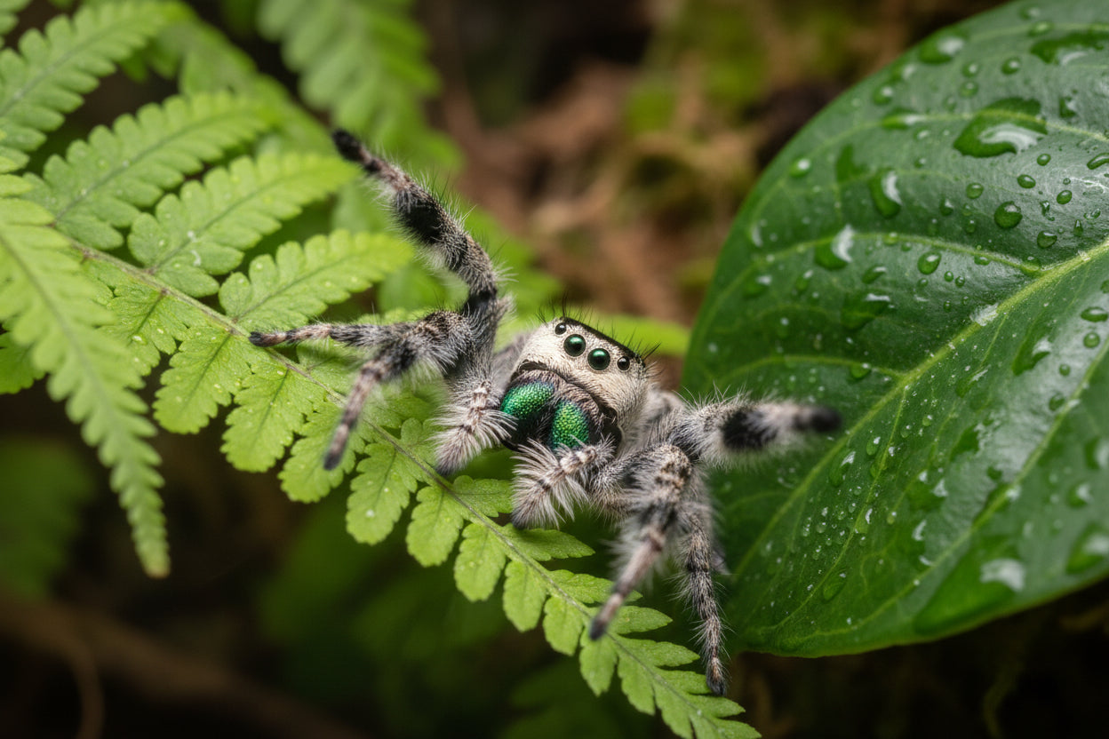 Springspinne Phidippus regius white Bahamas adultes  Weibchen Penelope
